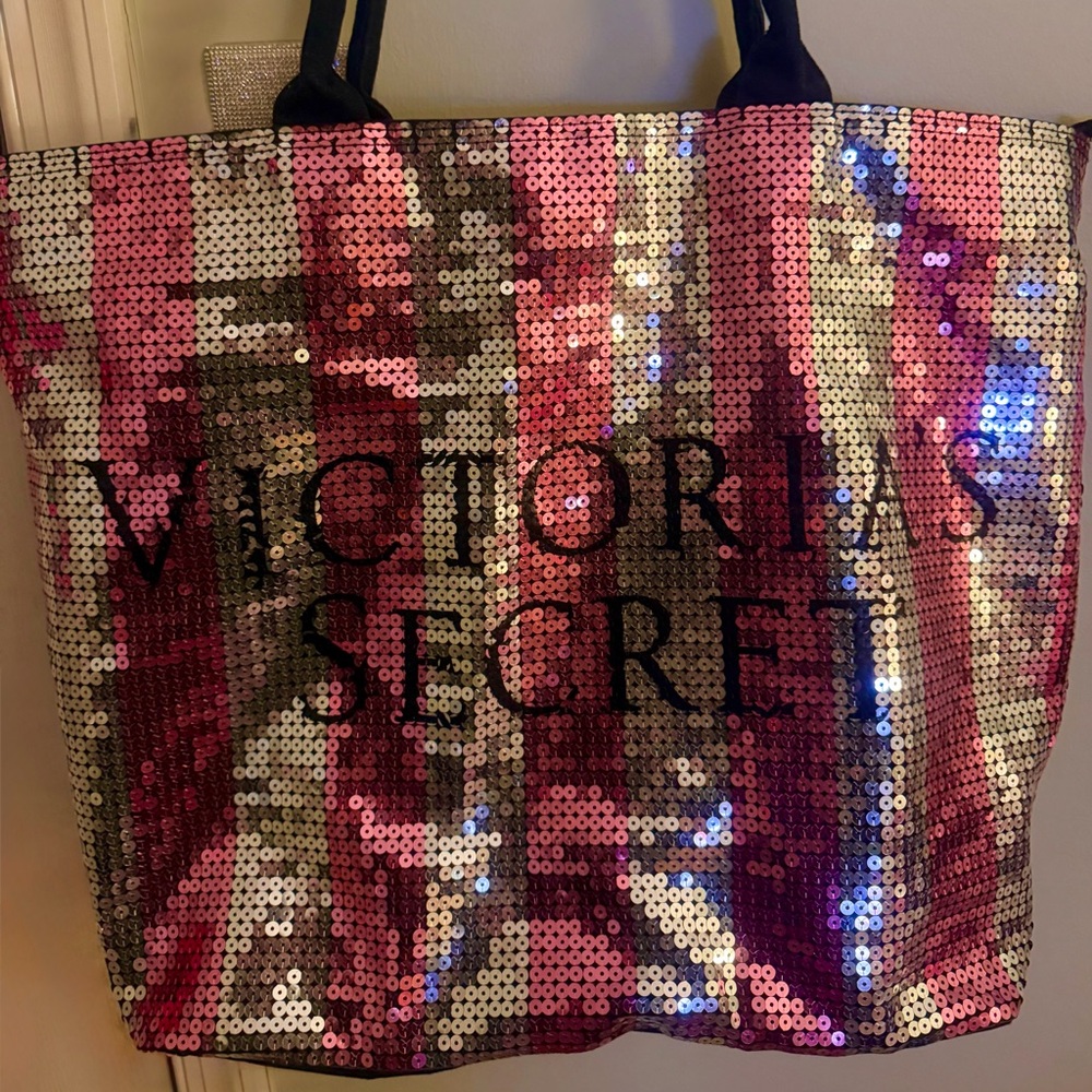Victoria's Secret Pink and Silver Sequin Tote